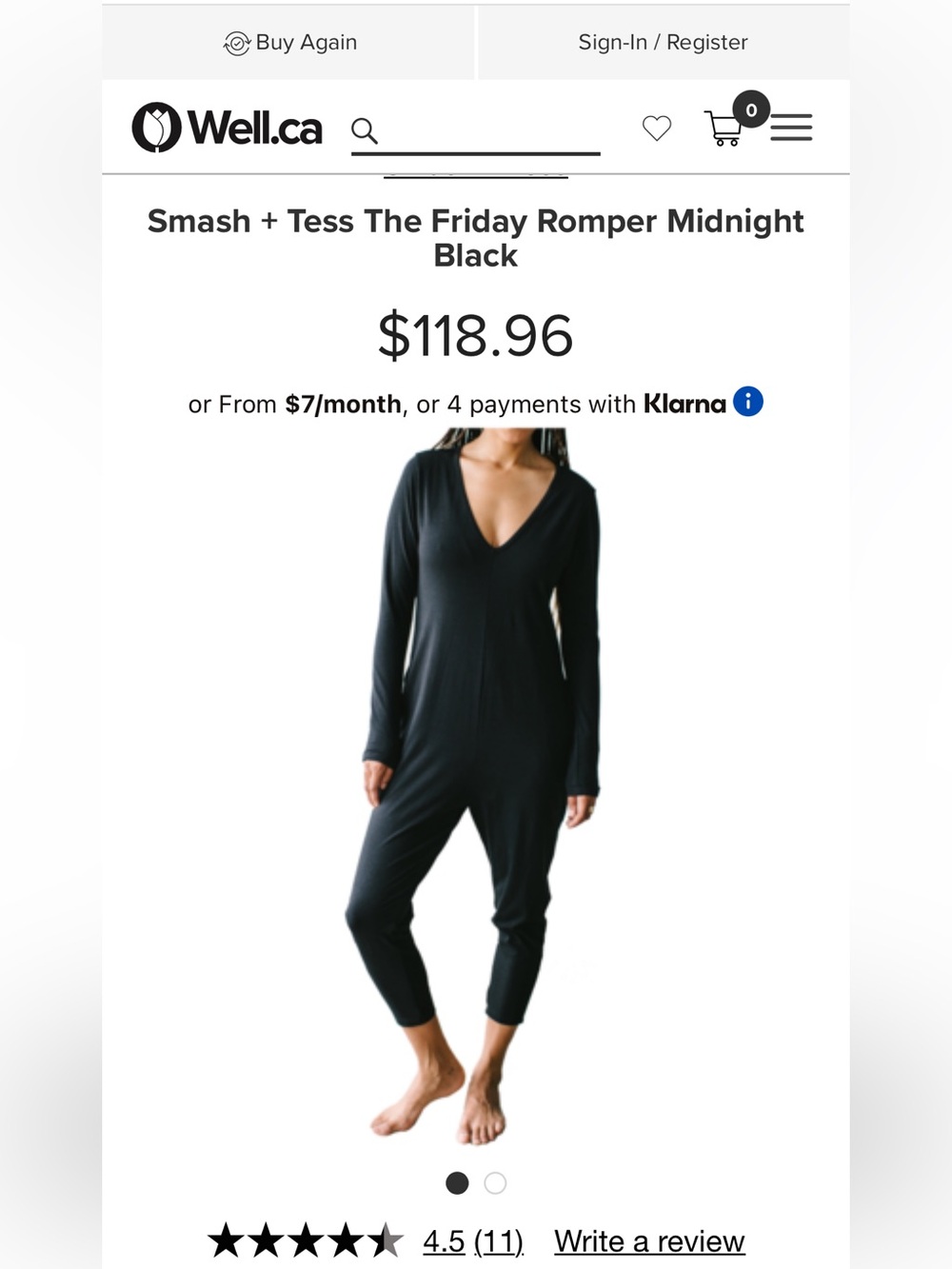 Smash + Tess Midnight Black V‑Neck Long Sleeve Romper